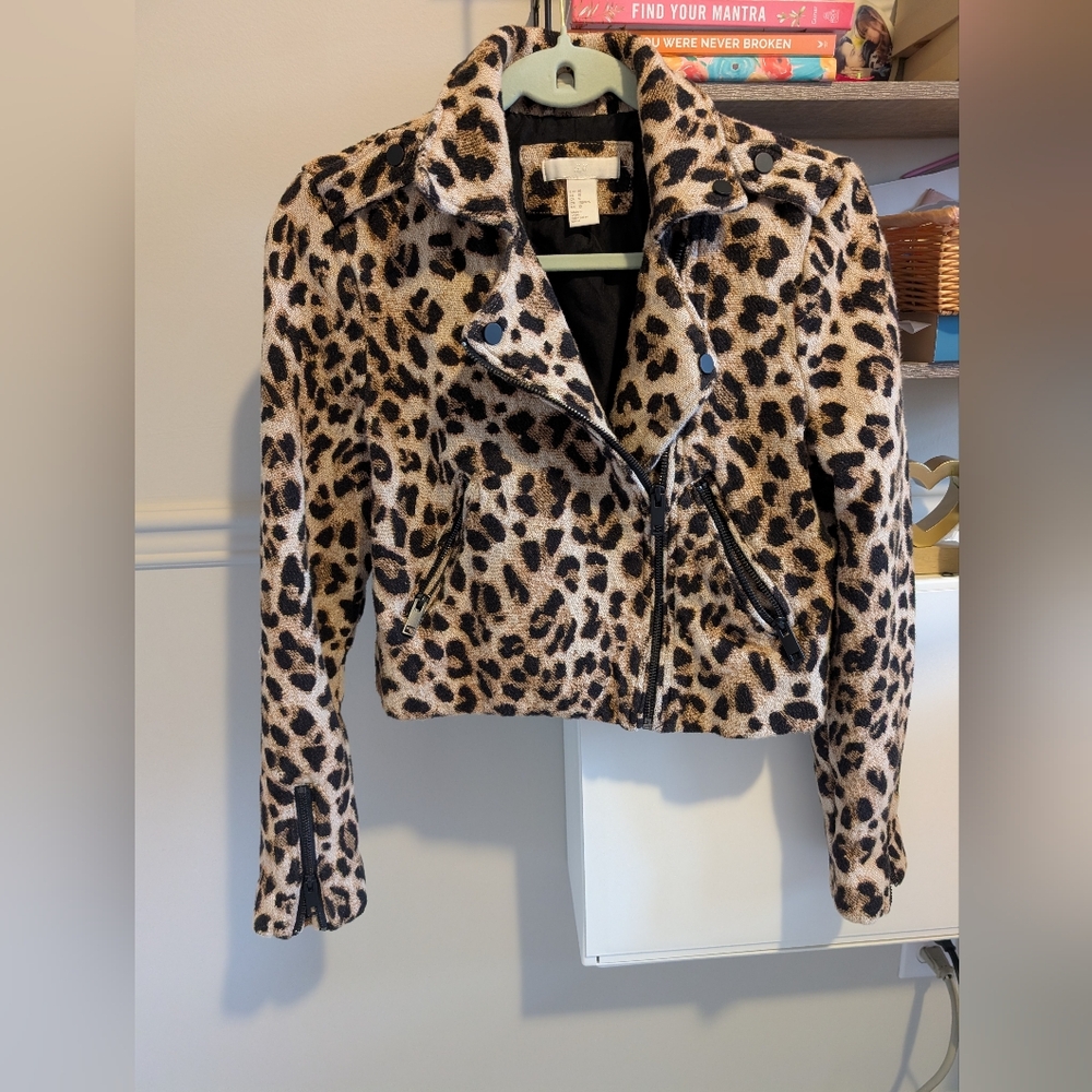 H&M Leopard Print Teddy Jacket
